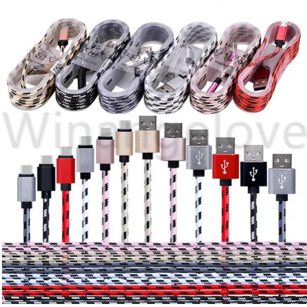 1000 шт. 1 5 м нейлоновый Плетеный текстильный Micro V8 usb кабель для зарядки комплекты