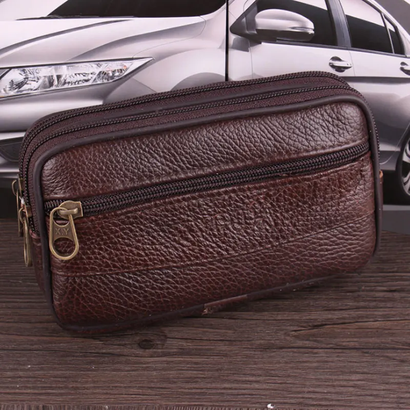 Мужской кожаный ремень с двойной молнией многофункциональный 6 дюймовый