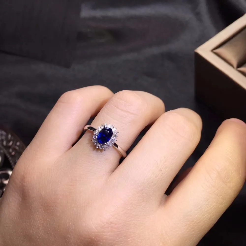 Хорошее ювелирное изделие Настоящее 18 К натуральный 1.12ct Королевский синий сапфир драгоценный камень 18 К золотые бриллианты камень женское кольцо для женщин кольца