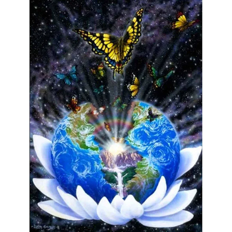 

YIKEE diamond painting flowers butterfly Diamond Embroidery Full Square Rhinestones Home Decor Diamonds Mosaic y901