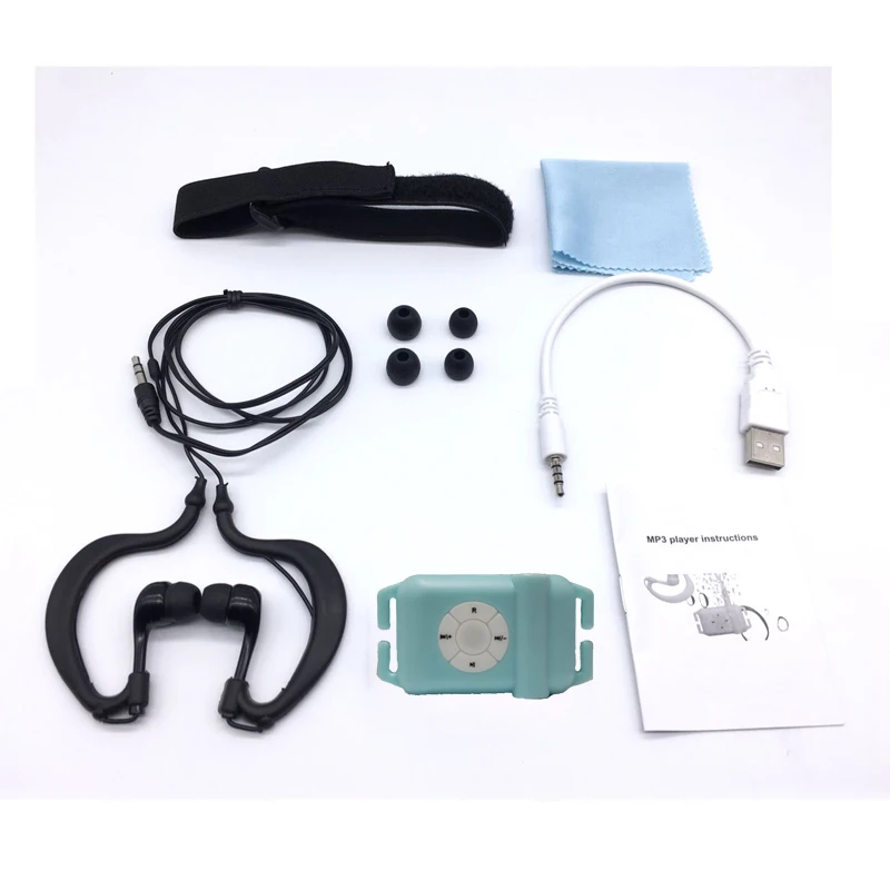 Blue mp3 Новинка, 4G, 8 ГБ, IPX8, дайвинг, плавание, ming, MP3, водонепроницаемый плеер, наушники для подводного серфинга, спорта, плавания, мини-гарнитура, FM радио, шапка с очками - Цвет: Blue mp3