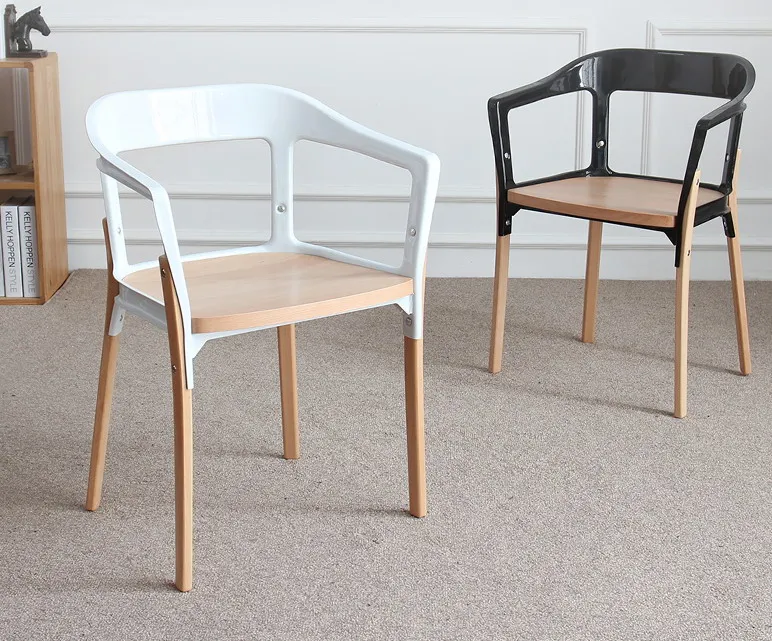 Современный дизайн модный стул из стали и дерева классический современный