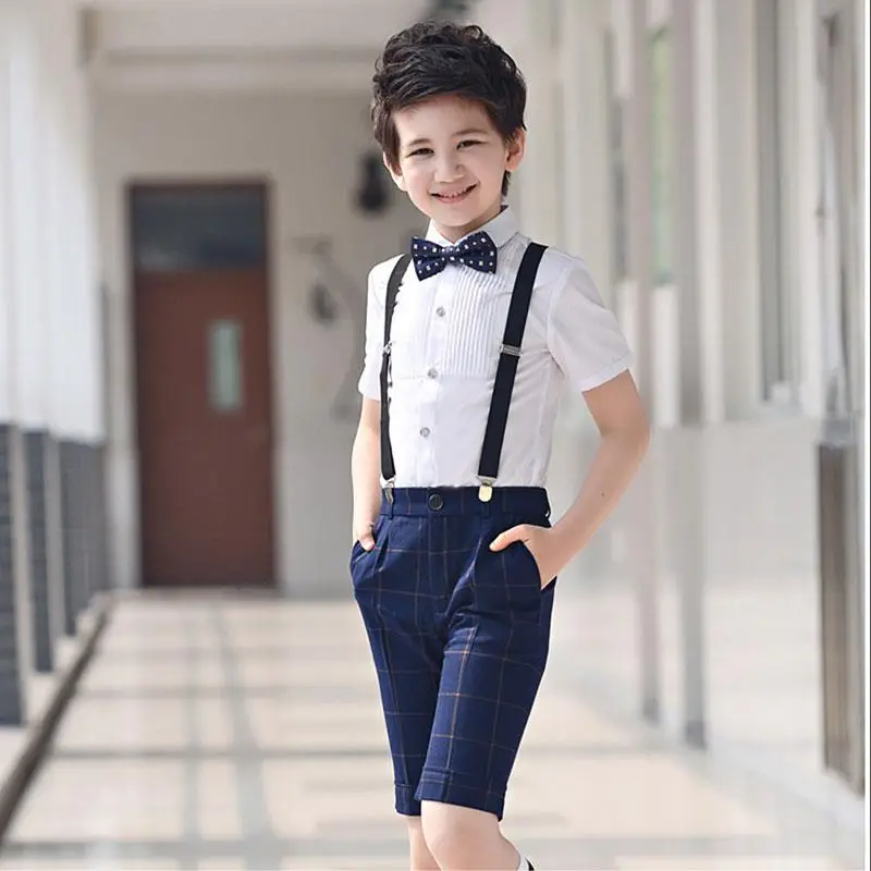Летняя Детская Деловая одежда для мальчиков комплект из 4 предметов одежды