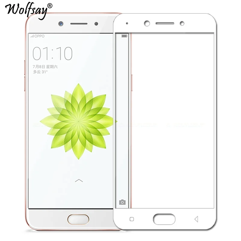Wolfsay полное покрытие из закаленного стекла для Oppo A77 F1S A59 A39 A57 A37 защита экрана 9H твердость пленка для телефона для Oppo A77 стекло - Цвет: White
