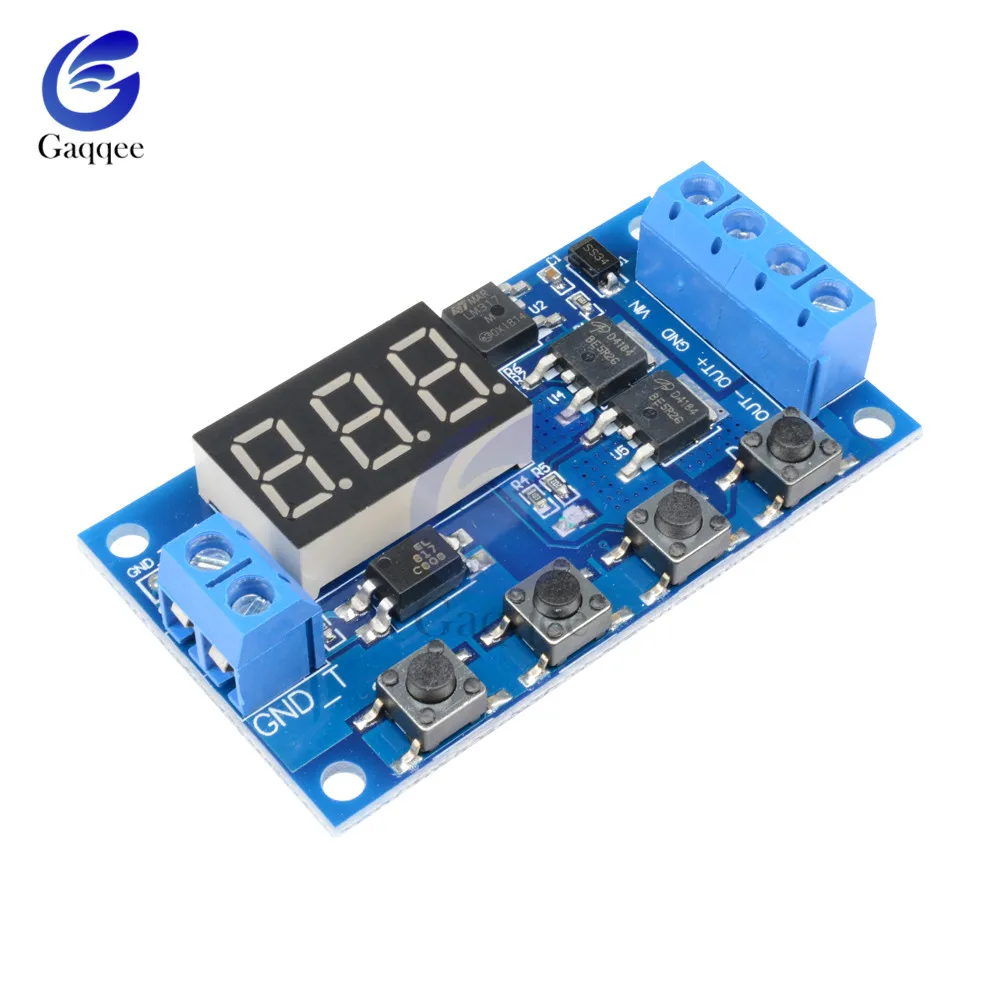 DC 12 V 24 V двойной МОП-светодиодный цифровой реле задержки времени цикл запуска переключатель плат сроки Управление модуль 4 переключатель