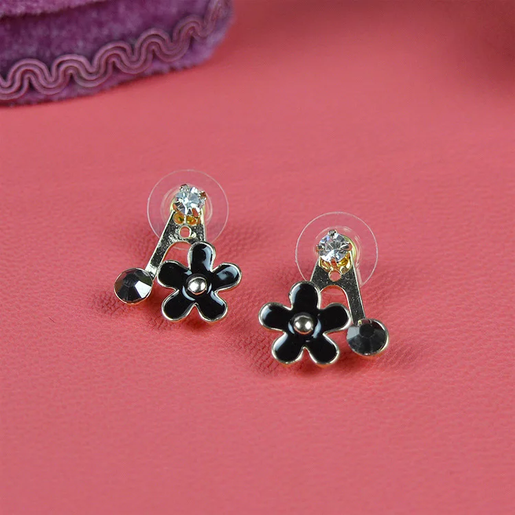 Лидер продаж 2016 года с эмалированными цветами Украшенные стразами Серьги модные