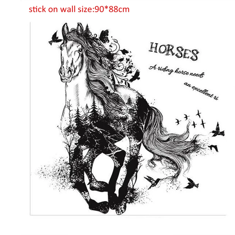 

3d black racing horse wall stickers home decor removable living room bedroom wall pictures lovely furniture wall mural