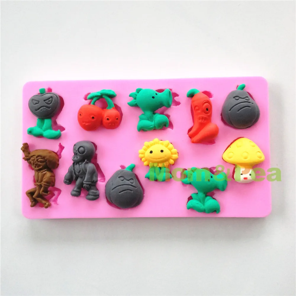 0562 Бесплатная доставка силиконовая форма в форме мультфильма PVZ Mom &amp Pea украшение