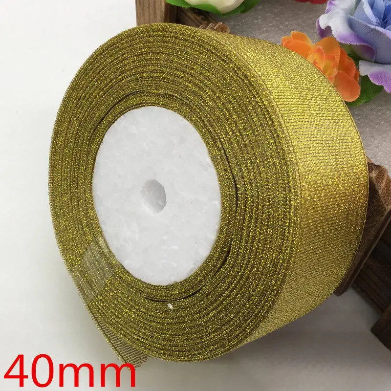 40mm 25 ярдов длинная шелковая атласная лента вечерние свадебные для упаковки подарков Рождество год DIY материал 6-50 мм широкий опционально - Цвет: 40mm