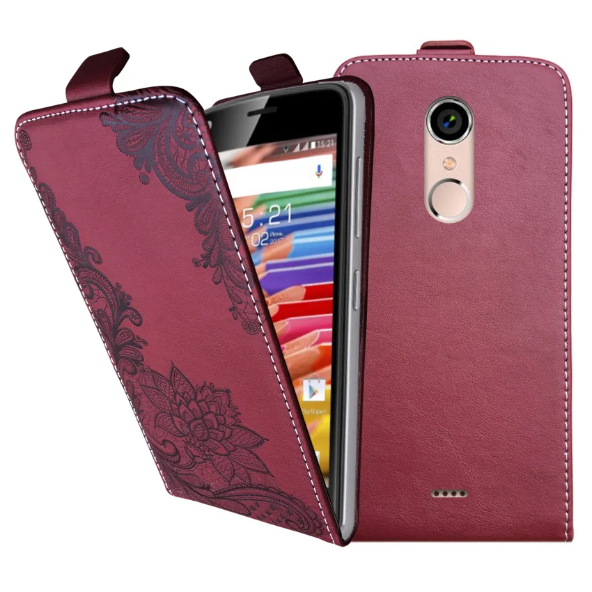 Чехол для телефона из тисненой кожи с откидной крышкой и кружевным цветком