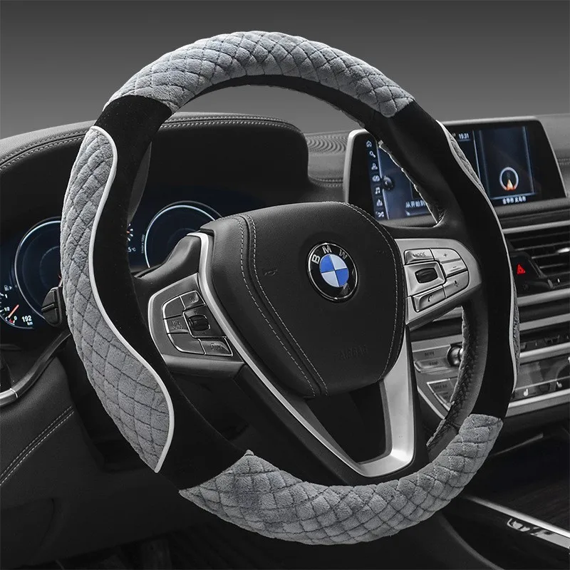 Плюшевый чехол для руля теплый нескользящий демпфирующий зимой|plush steering wheel