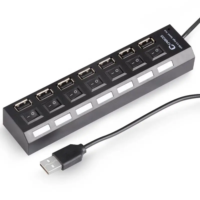 7 Ports Black Высокоскоростной usb-концентратор Cliry с 4/7 портами и переключателем включения/выключения питания, расширитель, адаптер с несколькими конвертерами для MacBook, ПК, ноутбука - Цвет: 7 Ports Black