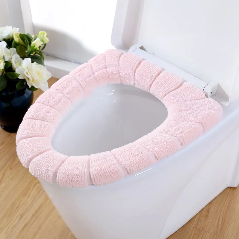 Light Pink Полиэфирное покрытие для сиденья унитаза для ванной, толстое моющееся удобное защитное покрытие для унитаза, эластичное многоразовое покрытие для унитаза - Цвет: Light Pink