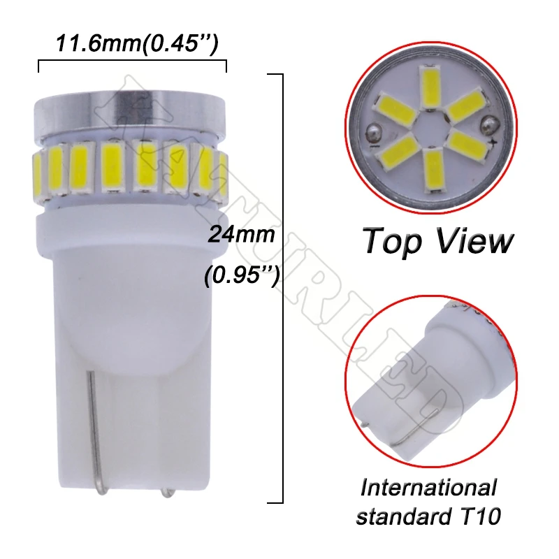 Katur 2шт T10 светодиодный лампы 3014 24SMD 168 175 194 921 2825 светильник для замены автомобиля
