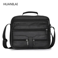 huanilai mens bags genuine leather shoulder bags crossbody bags retro black high capacity handbags ty009
