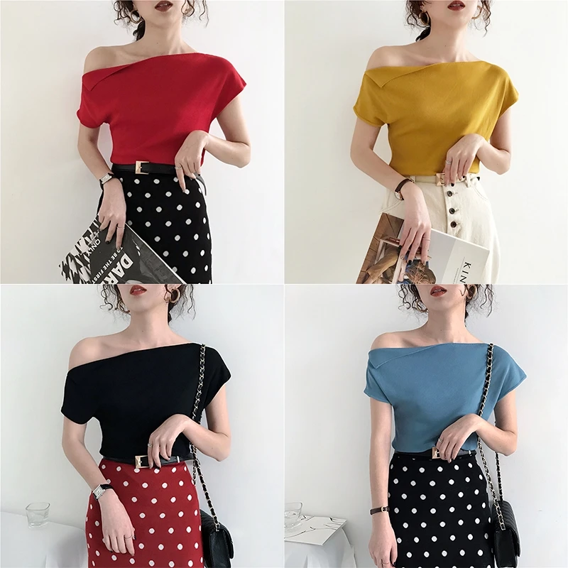 Женская футболка без бретелек с открытыми плечами и коротким рукавом | одежда