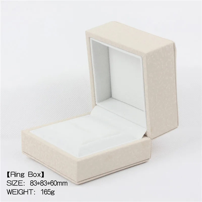 Beige ring box Коробки бежевого, коричневого и небесно-голубого цвета с бархатной подкладкой высокого качества - Цвет: Beige ring box
