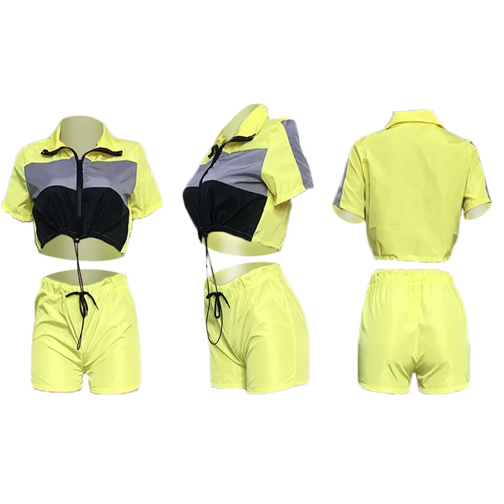 Пикантные повседневные наряды костюм женские Лоскутные striped zip Топы укороченные
