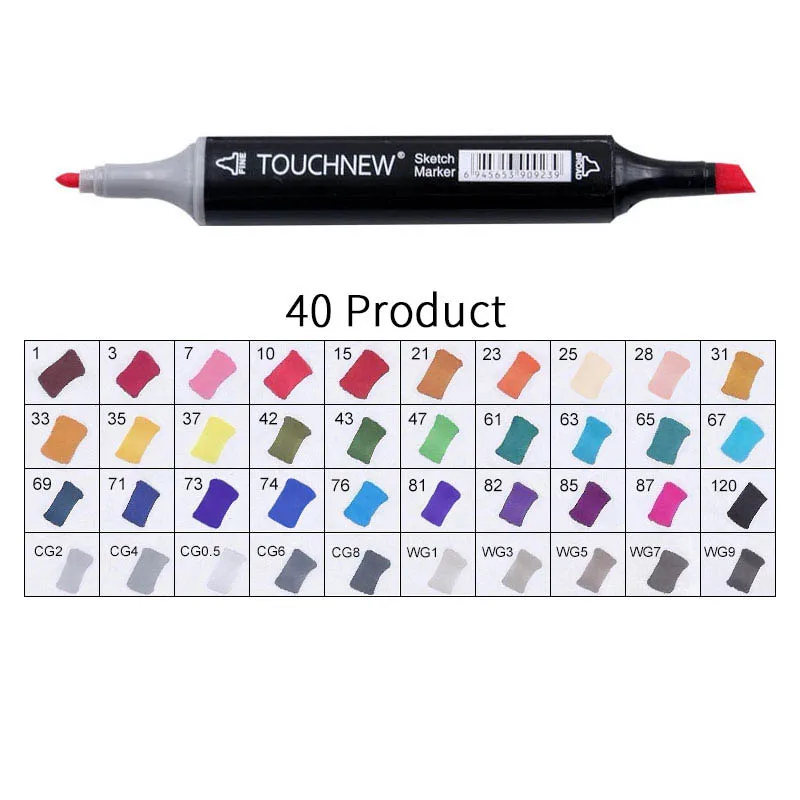 black 40 Product Touchnew Набор цветных копировальных маркеров спиртовые ручки, маркеры для рисования товары для рукоделия кисть манга для рисования акриловый дизайнерский набор ручек для студентов - Цвет: black 40 Product