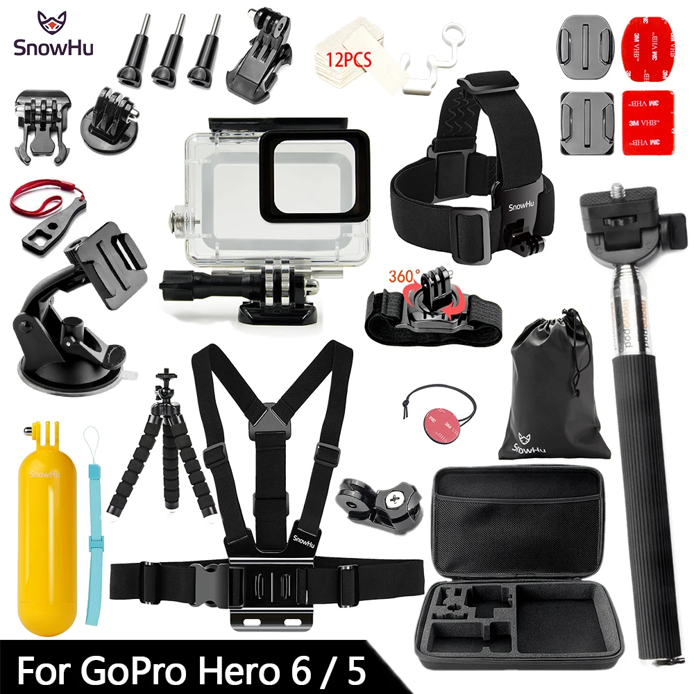 GS73C Аксессуары snowhu для Gopro набор для Gopro hero 7 6 5 водонепроницаемый чехол защитная рамка монопод для Go pro 7/6/5 GS73 - Цвет: GS73C