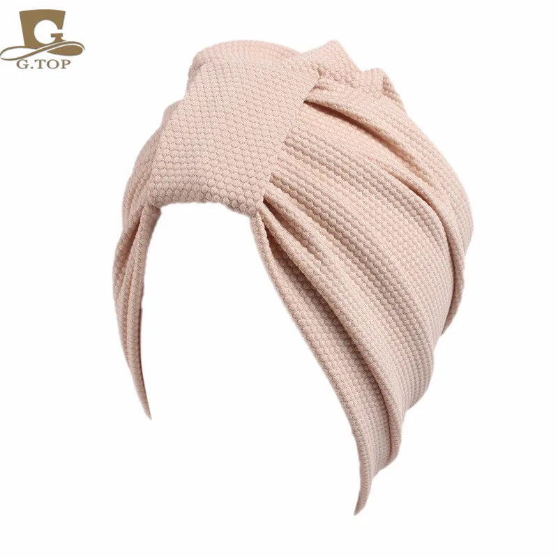 Новая Женская Роскошная тюрбан с узлом Шляпа Стильная кепка chemo skullies индийская Кепка, бандана Хемо обернуть Рак шапка после химиотерапии выпадение волос - Цвет: Бежевый
