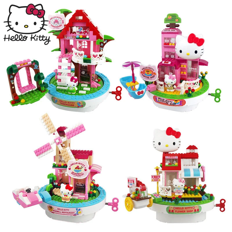 Hello kitty Мини блок парк развлечений строительные блоки игрушки составное здание