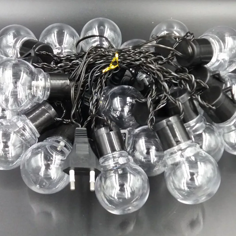 5 м 20 шаров Белый светодиодный гирлянда сказочные огни Guirlande Lumineuse светодиодный Рождественский свет наружные Рождественские огни свадебные украшения - Испускаемый цвет: transparent black