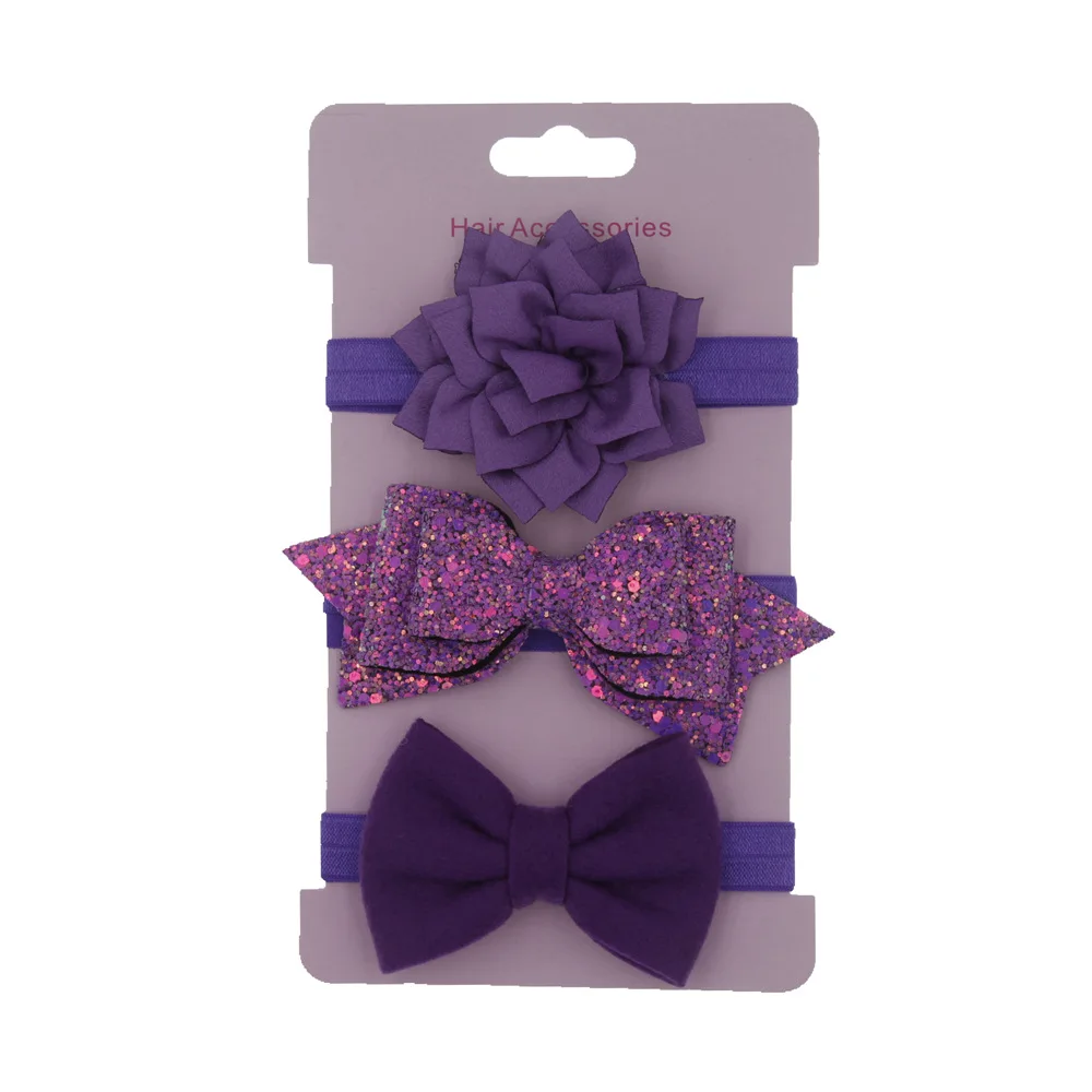 3 шт./компл. эластичная Детская повязка на голову с цветами и пайетками тюрбан