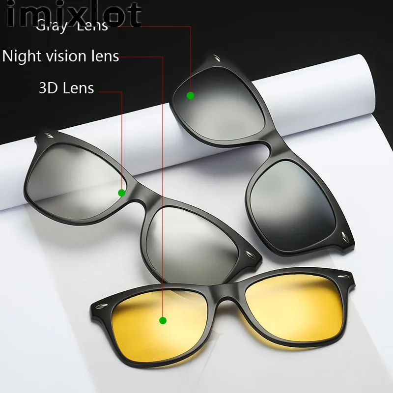 Поляризованные солнцезащитные очки IMIXLOT с клипсой мужские для вождения линзами