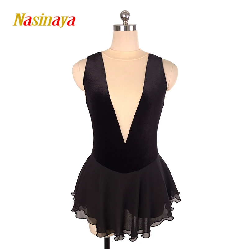 Costume Figure Skating Dress Customized Competition Ice Skating Skirt for Girl Women Kids Black Velvet