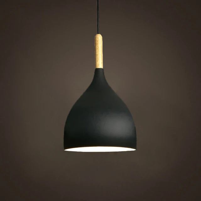 B style black Разноцветный подвесной светильник с блеском, деревянный подвесной светильник для ресторана, кухонный светильник, современный E27 светодиодный подвесной светильник - Цвет корпуса: B style black