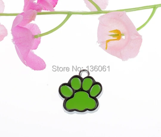 Винтажные эмалированные брелоки с принтом в виде зеленой лапы кошки талисманы