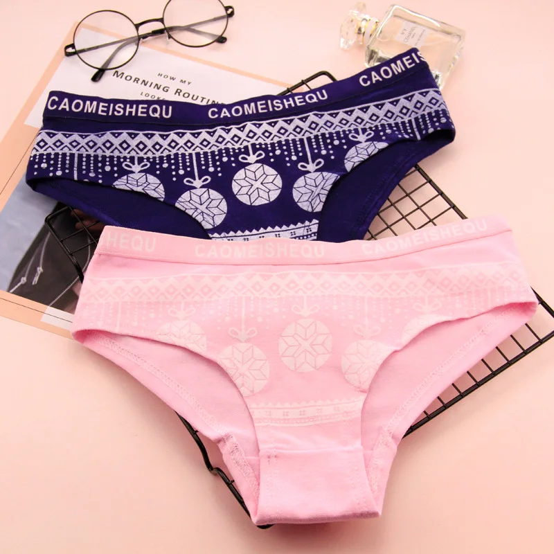 Трусики для женщин новинки Хлопок Снежинка печати Симпатичные эротичное женское