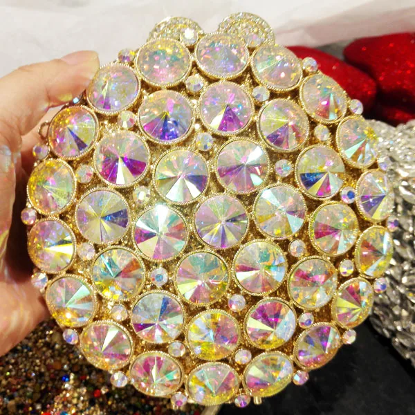 Красный Зеленый вечерние клатчи Роскошные Алмаз клатч женские Pochette Bling Сумочка ручной работы Свадебный банкет кошелек сумка SC109 - Цвет: AB Clutch bags