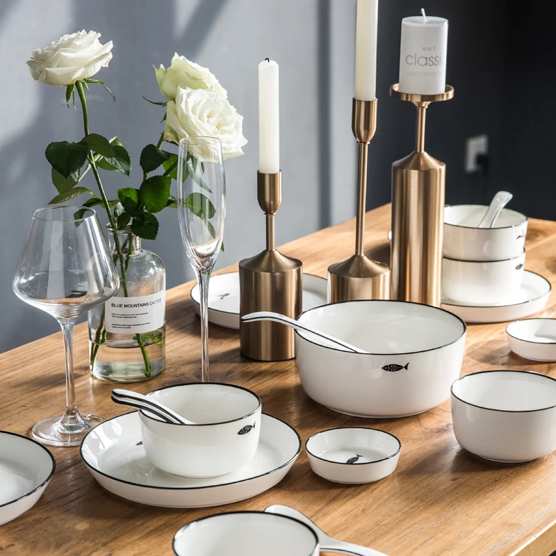 Птица и рыба 38 шт. нордический романтический набор посуды фарфоровая посуда