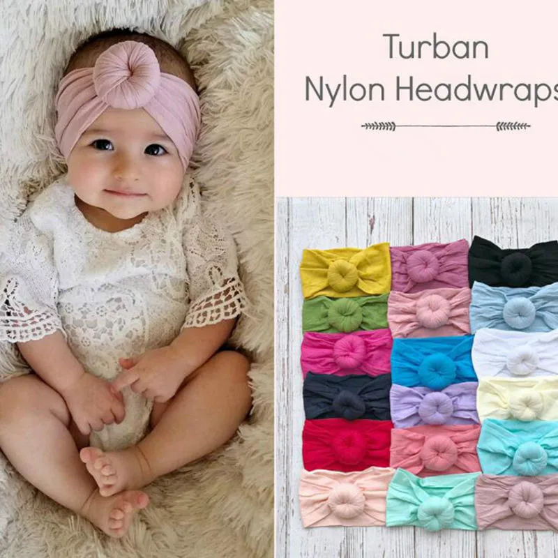 

Fashion Baby Donut Elastic Nylon Headbands Colorful Newborn Toddler Baby Turban Kids Headdress Infant Hair Accessories HB256S