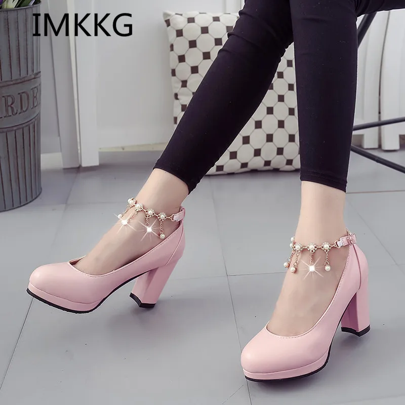 Женские свадебные туфли белые туфли-лодочки на высоком каблуке с ремешком