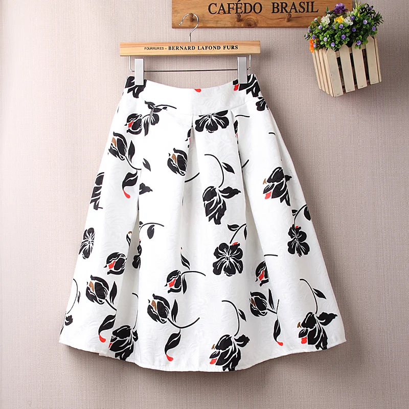 Женская винтажная Юбка миди с высокой талией и цветочным принтом|skater midi skirt|midi