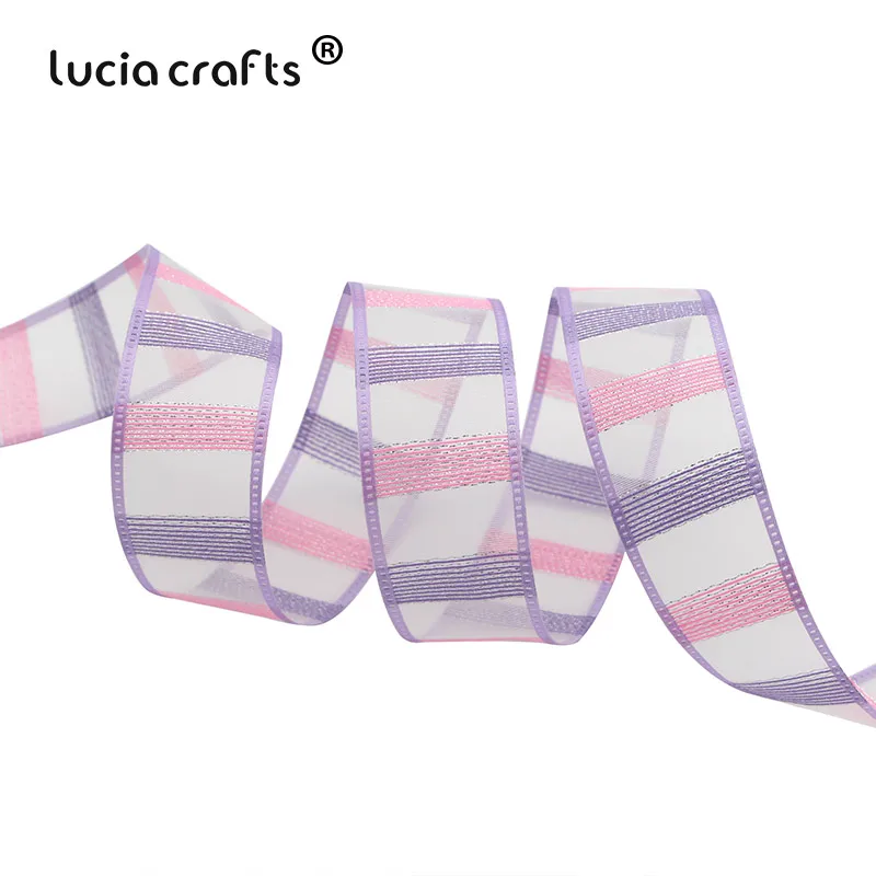 Color1 5yards 5 двор 8 ярдов 25/38 мм Серебряный полосой из органзы с лентой и кружевом, Одежда для танцев, сделай сам, Свадебная вечеринка украшения, подарочная упаковка Головные уборы аксессуары P0202 - Цвет: Color1 5yards
