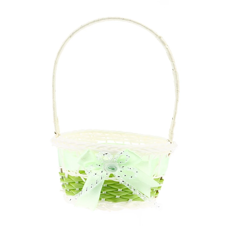 GR Mini Plastic Weaving Basket craft decor Simulate Fruit Rattan Storage Box For Cosmetics Tea Picnic Basket Organizer Handiwork - Color: GR