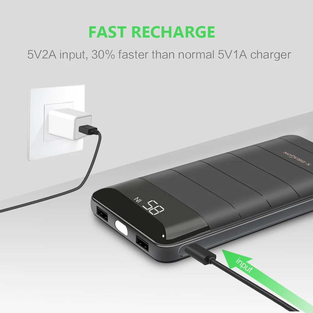 Внешний аккумулятор 20100 мАч внешний с двумя usb портами зарядное устройство для