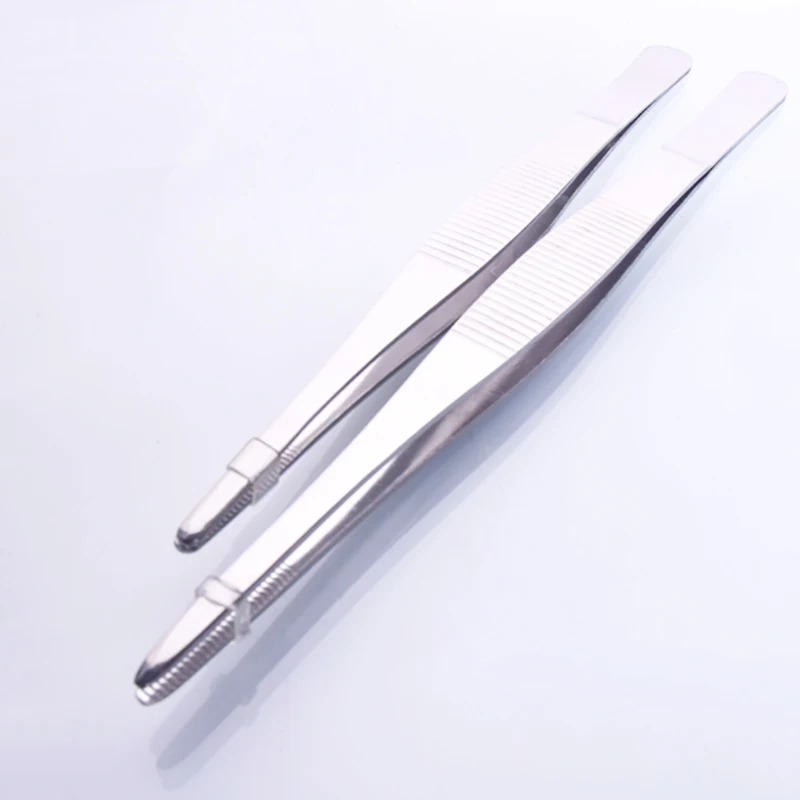 5pcs Stainless steel tweezers,Length 12.5cm/14cm/16cm/18cm/20cm/25cm/30cm,No hook tweezers,Flat tweezers,Dressing tweezers