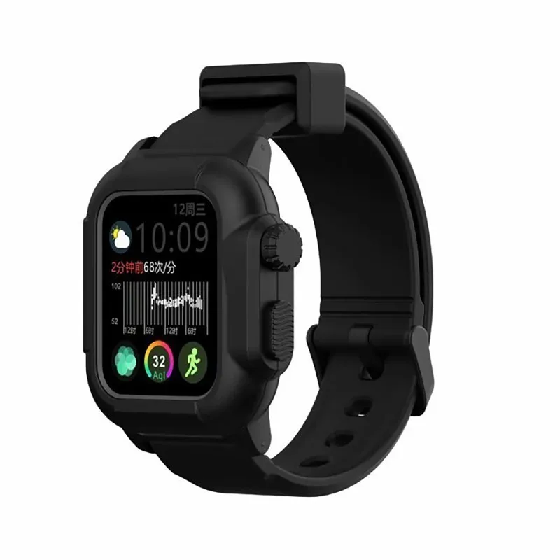 01 All Black Водонепроницаемый чехол для Apple Watch band 4 iwatch band 42 мм силиконовый ремешок 44 мм 40 мм pulseira браслет умные часы аксессуары петля - Цвет ремешка: 01 All Black