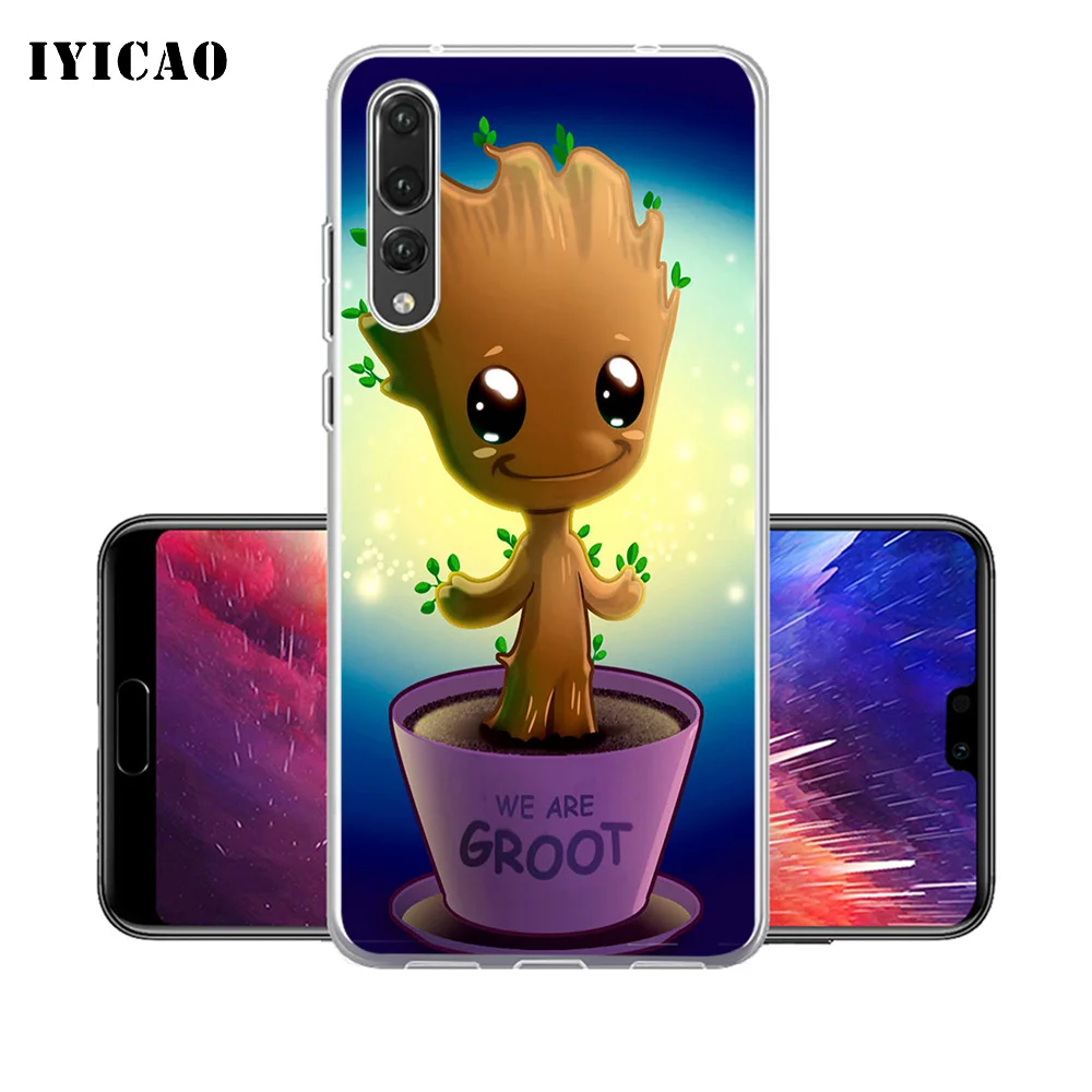 IYICAO Cartoon Baby Groot Marvel Soft Silicone Phone Case for Huawei P30 P20 Pro P10 P9 P8 Lite P Smart TPU Cover | Мобильные