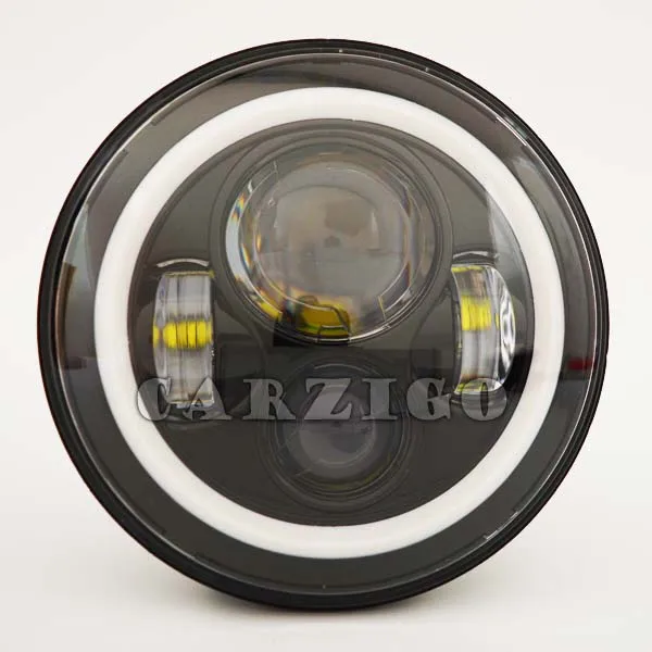 CZG-734A 7 &quotкруглые светодиодные фары h4 Plug Привет/ближнего света белый + янтарный