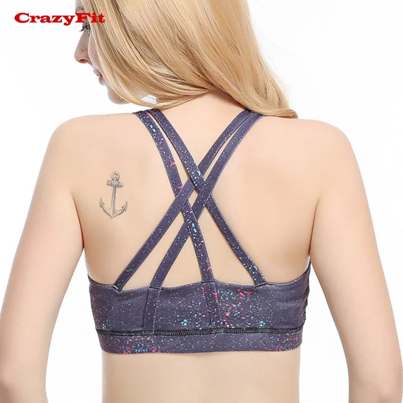 Space Crazyfit спортивный бюстгальтер работает Для женщин Спортивная майка для Фитнес Йога Спорт бюстгальтер нижнее белье спортивные женские тренажерный зал ремень Спортивная - Цвет: Space