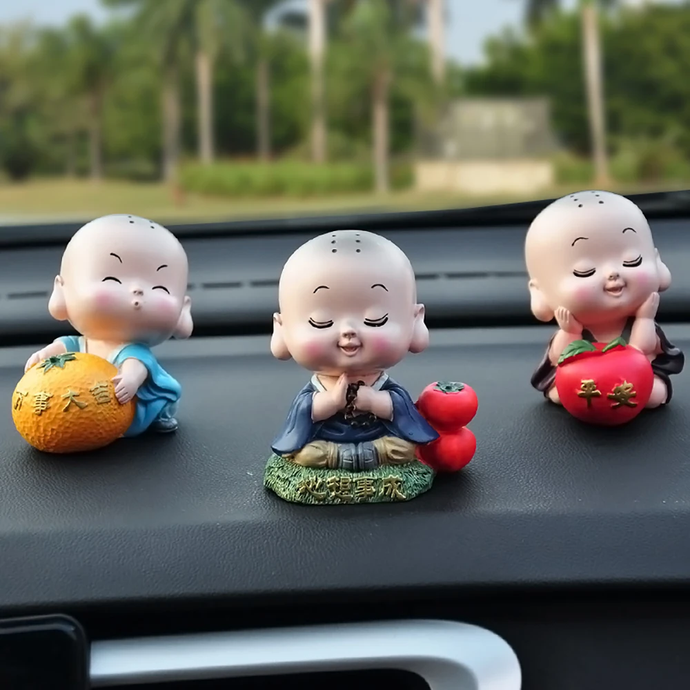Автомобильные украшения из смолы, милый маленький монах, фигурка, кукла, автомобиль, украшение интерьера, дисплей, домашний декор, аксессуары для мебели