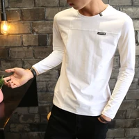 long sleeve t shirt round collar half sleeve white shirt youth mens handsome coat pure color m 3xl
