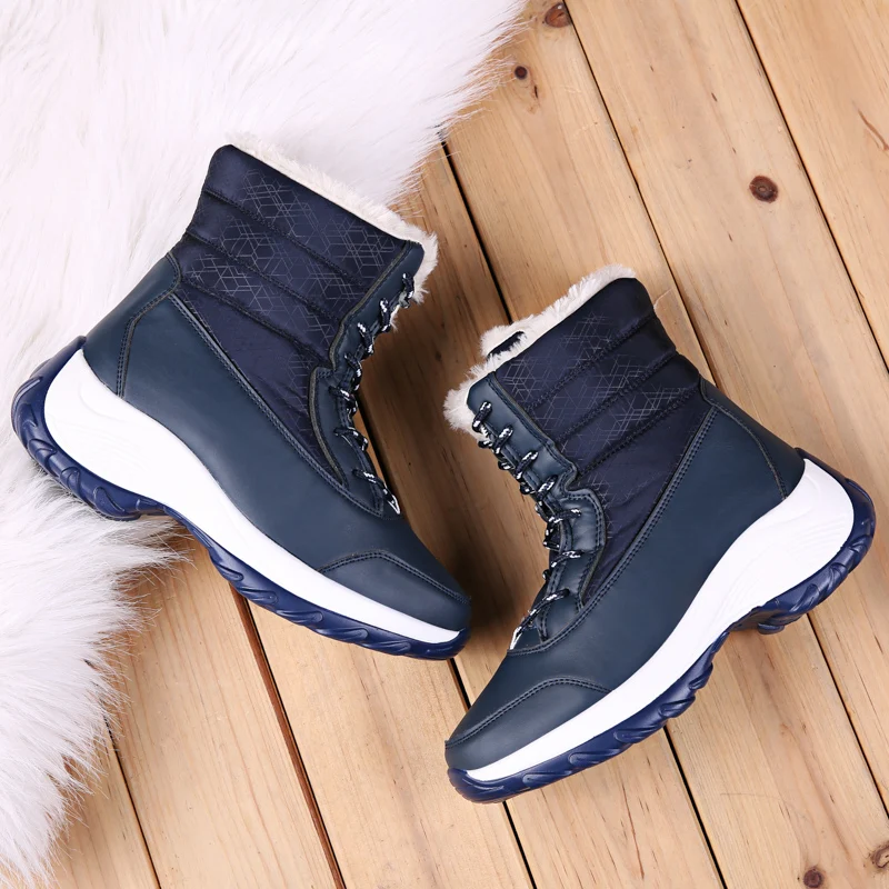 Dark Blue Valstone/зимние женские ботинки; теплые зимние ботинки; дышащие кроссовки на платформе; обувь с плюшевой подкладкой; женская обувь, увеличивающая рост; большие размеры 35-42 - Цвет: Dark Blue