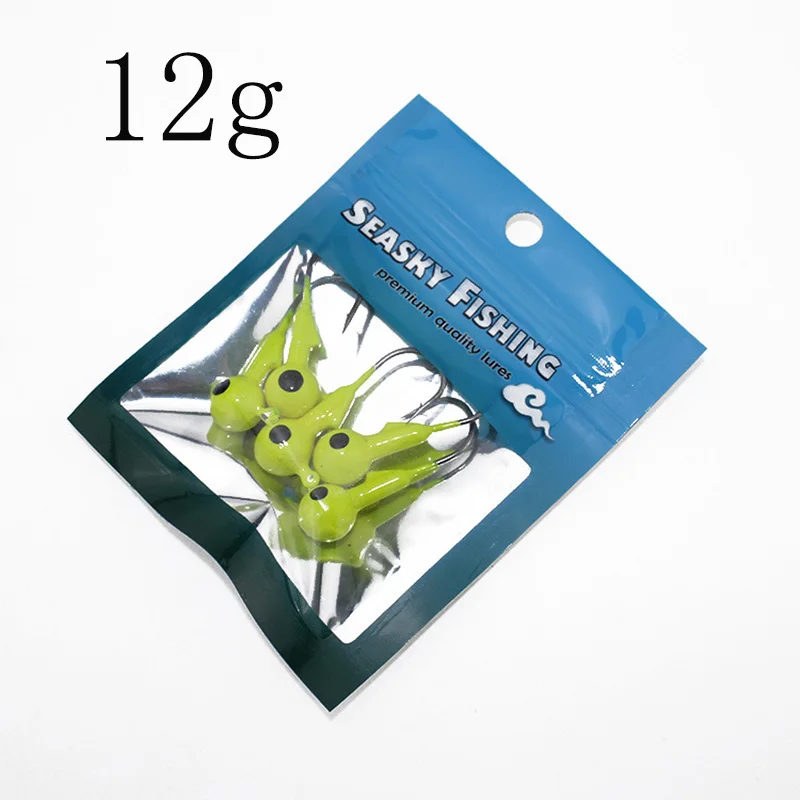 5 шт./лот, крючок для ловли карпа, 2 г, 3,5 г, 5 г, 7 г, 10 г, 12 г, 14 г, приманка для ловли карпа, глубокая вода, пуля, Техасский рыболовный крючок, красный - Цвет: 12g yellow